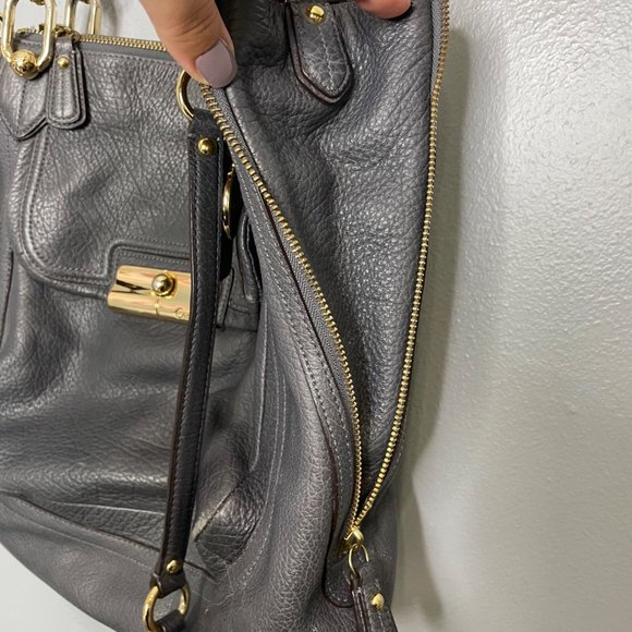 COACH kristin gray leather pebbled handbag purse - Picture 6 of 10